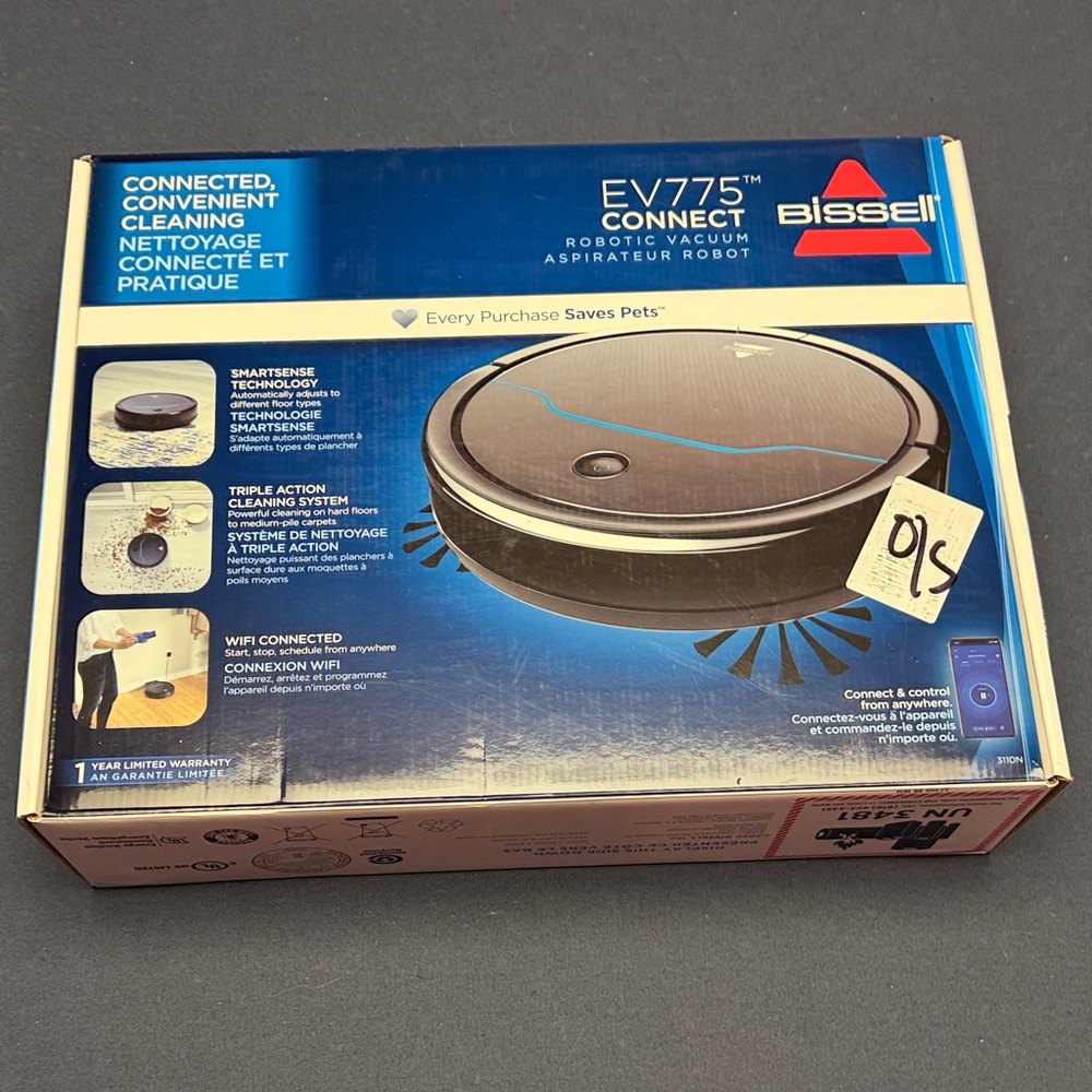 Bissell EV775 Connect Robotic Vacuum in Black and Blue. Brand new in sealed box.